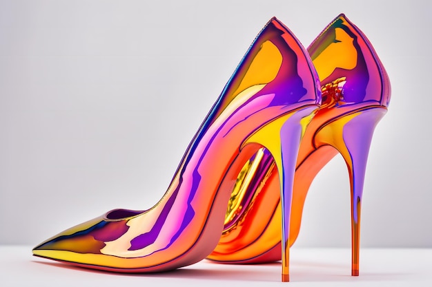 Holographic pointed toe heel Neural network AI generated