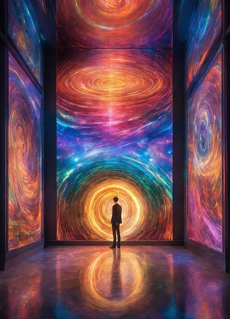 Photo holographic portal exploring dimensions through threedimensional walls