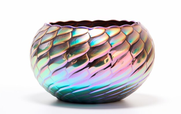Photo holographic pottery design on transparent background