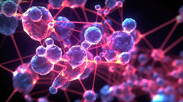 Holographic projection of a complex molecule scientific research digital render