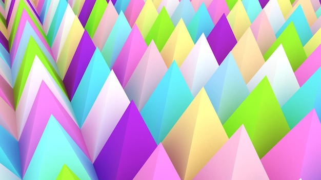 Holographic pyramids background 3d illustration Multicolor wallpaper Smooth pastel texture Spikes abstract Sharp objects 3d rendering backdrop