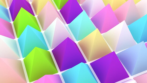 Holographic pyramids background 3d illustration Multicolor wallpaper Smooth pastel texture Spikes abstract Sharp objects 3d rendering backdrop