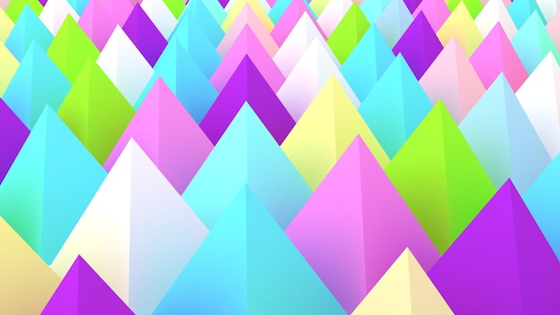 Holographic pyramids background 3d illustration Multicolor wallpaper Smooth pastel texture Spikes abstract Sharp objects 3d rendering backdrop