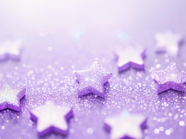 Holographic stars on trendy purple background