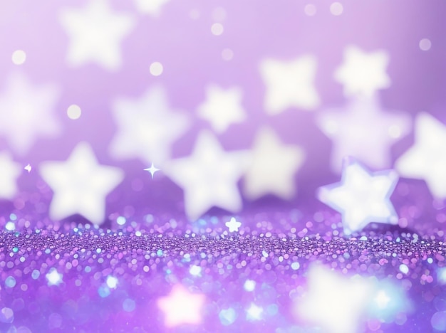 Holographic Stars on Trendy Purple Background