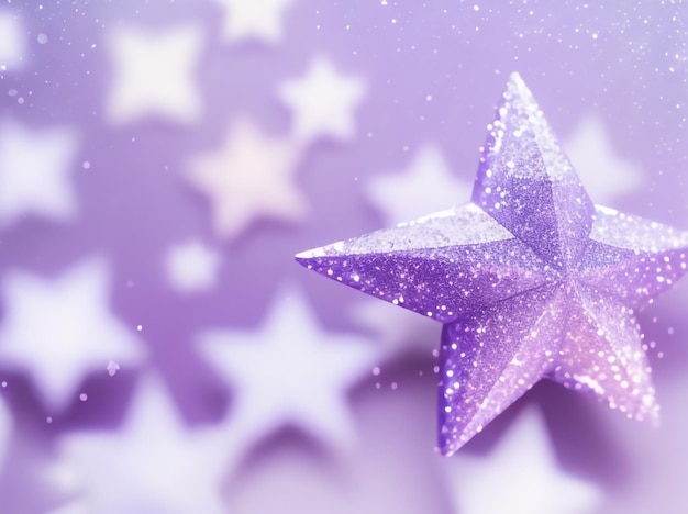 Holographic Stars on Trendy Purple Background