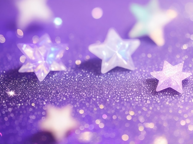 Holographic Stars on Trendy Purple Background