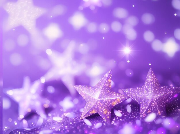 Holographic stars on trendy purple background