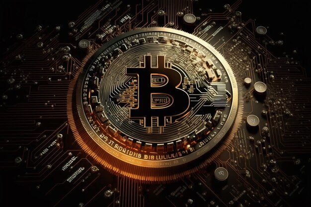 Bitcoin 통화 Ai 생성 예술 작품을 사용한 홀로그램 기술 배경