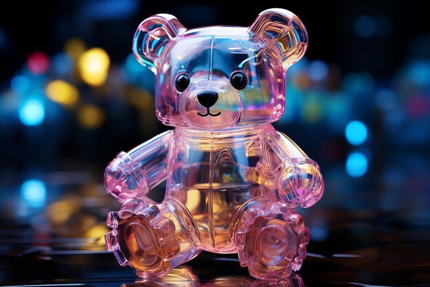 Holographic Teddy Bear in 3D Rendered Style