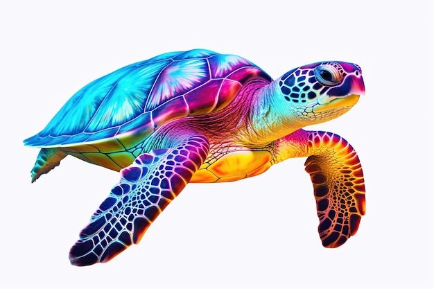 holographic turtle on a white background