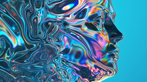 Foto holographic water woman con modelli e texture iridescenti ai generativa