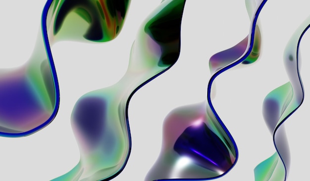 全息波反射金屬波 3D<unk>染抽象梯度波布背景
