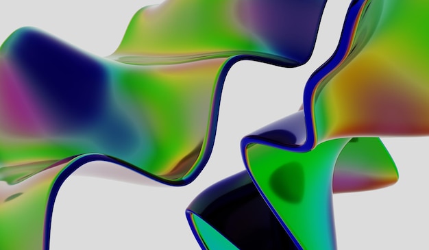 全息波反射金屬波 3D<unk>染抽象梯度波布背景