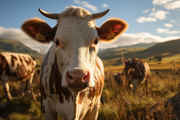 사진 프라도의 시골의 아름다움에서 holstein 가축 페이스트는 ia 생성 ia에 의해 생성됩니다.