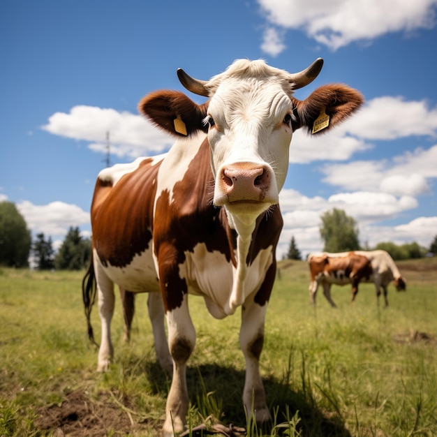 Holstein cow looking at the camera with a curious expression