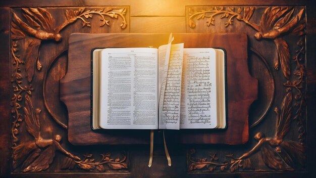 Holy bible book on a wooden background