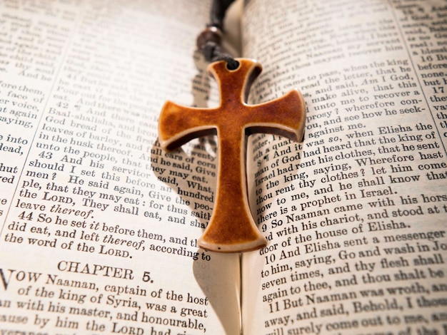 Holy Bible Christian Religion book and Cross