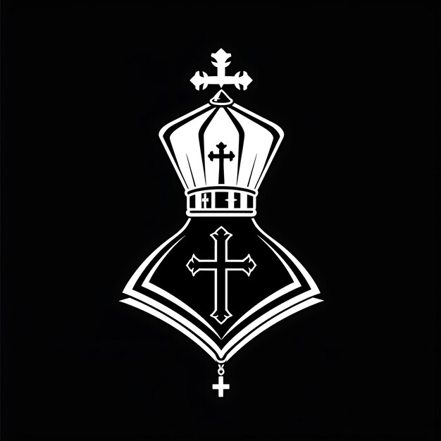 Photo holy bishop clan badge with bishops mitre and crozier for de creative logo design tattoo outline