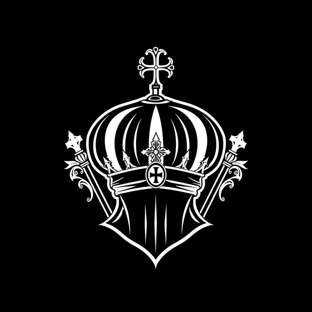 Photo holy bishop clan badge with bishops mitre and crozier for de creative logo design tattoo outline