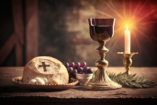 교회 의 테이블 에 있는 성찬 그리스도 의 몸 의 축제 개념 종교적 배경