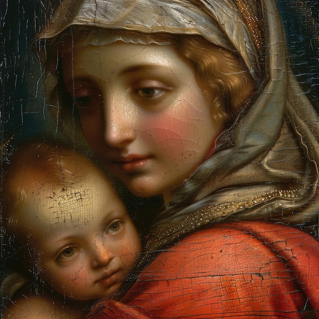 Holy depiction Madonna and Child revered in Catholicism as the Blessed Virgin Mary and Jesus Christ the spiritual significance of this icon in Christian faith and tradition