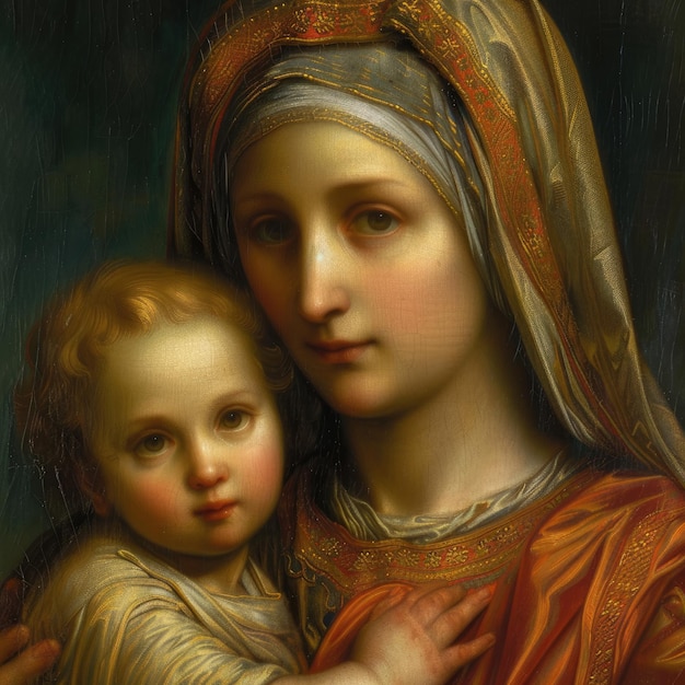 Photo holy depiction madonna and child revered in catholicism as the blessed virgin mary and jesus christ the spiritual significance of this icon in christian faith and tradition