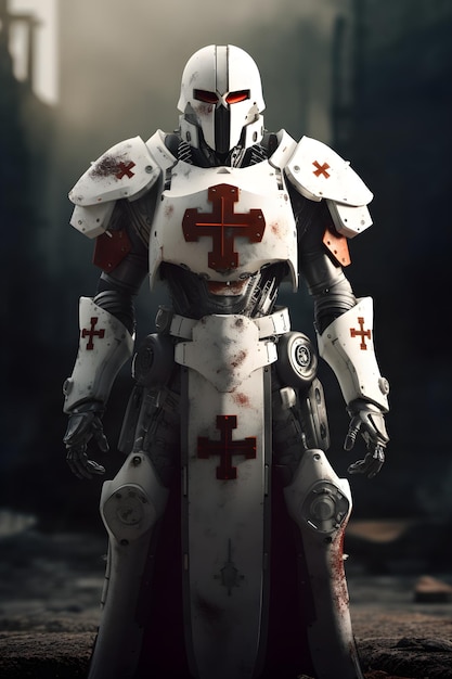 Holy knight templar warrior robot generative ai