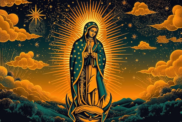 과달루페의 성녀 nuestra senora de guadalupe 아이콘 카드 일러스트