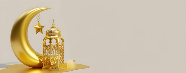 Holy month of Ramadan discount empty sale banner for text and design with Lantern
