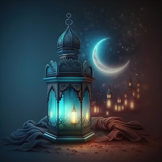 Holy ramadan kareem moon. month of fasting for muslims. generative ai