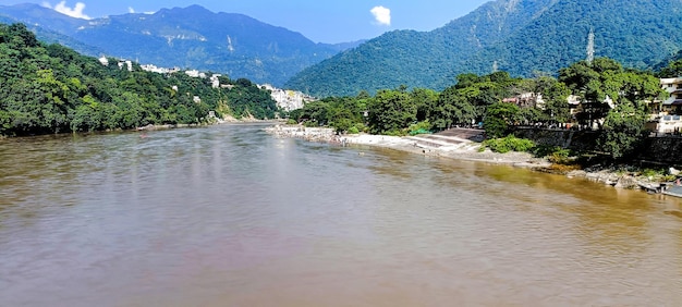 Holy Rishikesh Valley on the Ganges river India