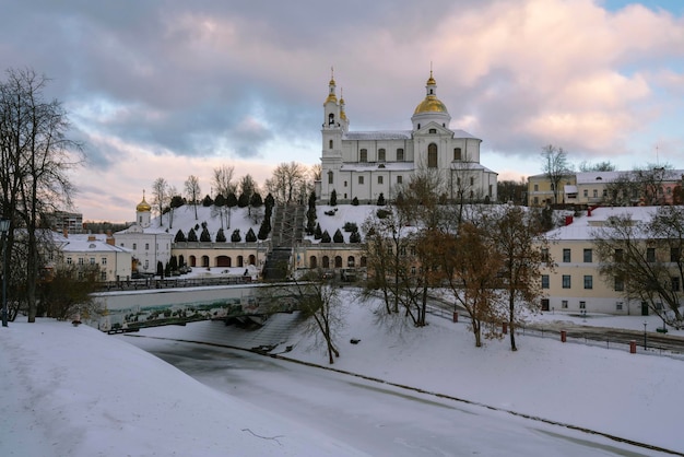 Holy Spirit Monastery and the Holy Assumption Cathedral on the bank of Vitba river Vitebsk Belarus