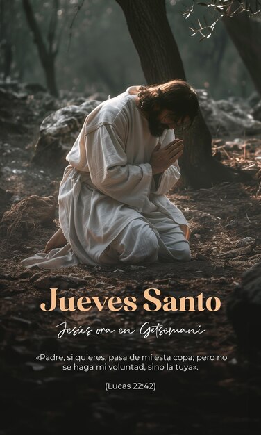 Photo holy thursday jesus prays in gethsemane easter in spanish