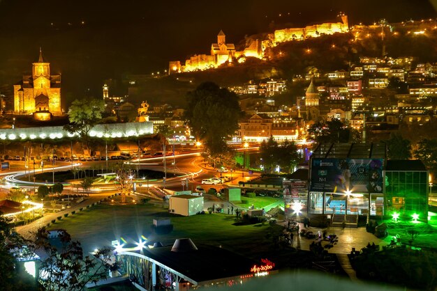 The holy trinity cathedral of tbilisi sameba and buildings in old tbilisi republic of georgia