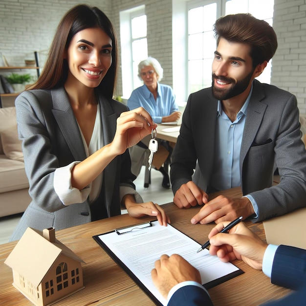 Home agents are handing out keys to home buyers who are signing contracts at the office