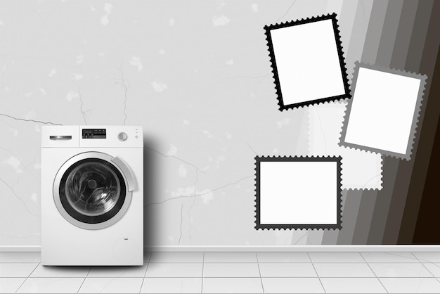 Home appliance Washing machine in home interior frames wall