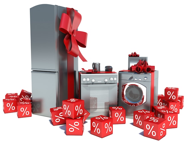 Home appliance with ribbons and discounts