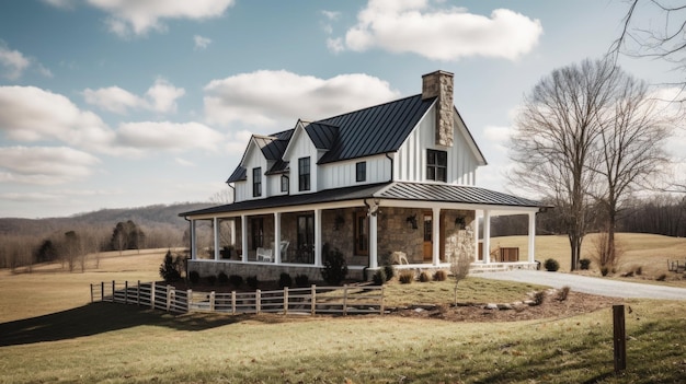 Photo home architecture design in contemporary style with cantilevered roof