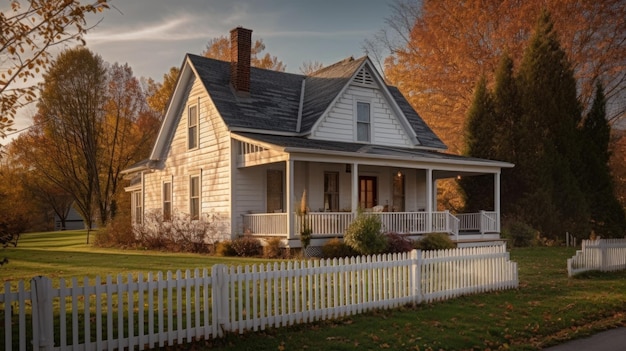 Home architecture design in Craftsman Style with Wraparound porch