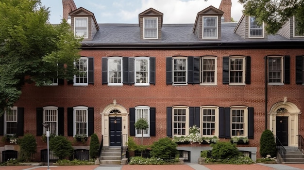 Home architecture design in traditional style with central chimney