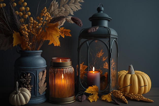 Home autumn candlelight decorations