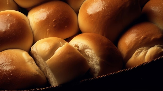 Home baked dinner rolls Illustration AI GenerativexA