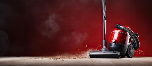 Home cleaning using a vacuum cleaner with empty space for text ideal for New Year 2022 celebrations