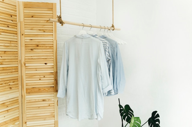 Photo home clothes on a hanger scandinavian style