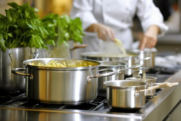 Home cook man hands precisely cooking boiled potatoes pan dressing preparing tasty fresh delicious