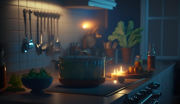 Home cooking and kitchen scenes ai generate