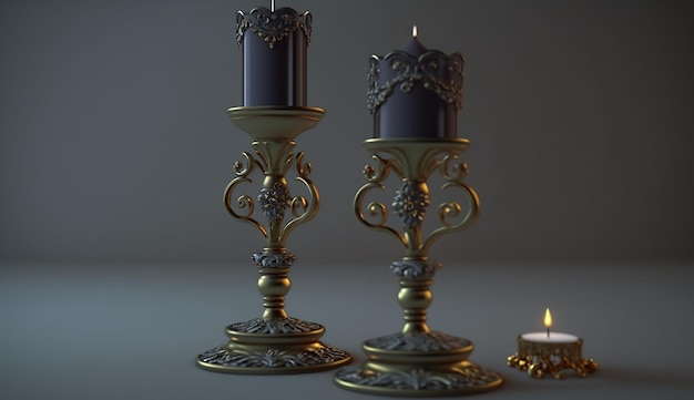 Home decor golden candle sticks interior pictures AI Generated image