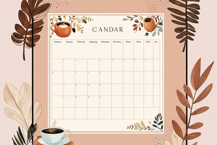 Photo home decor planner calendar with coffee theme