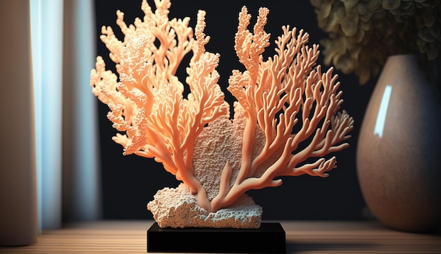 Home decor room table coral sculpture interior design AI Generated image